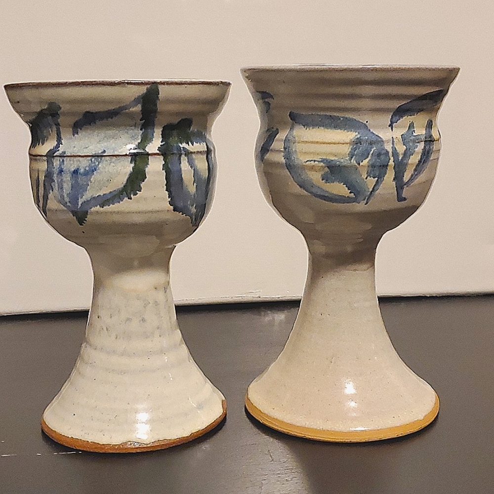 Studio Art Pottery Wine/ Water Goblets Set of Two